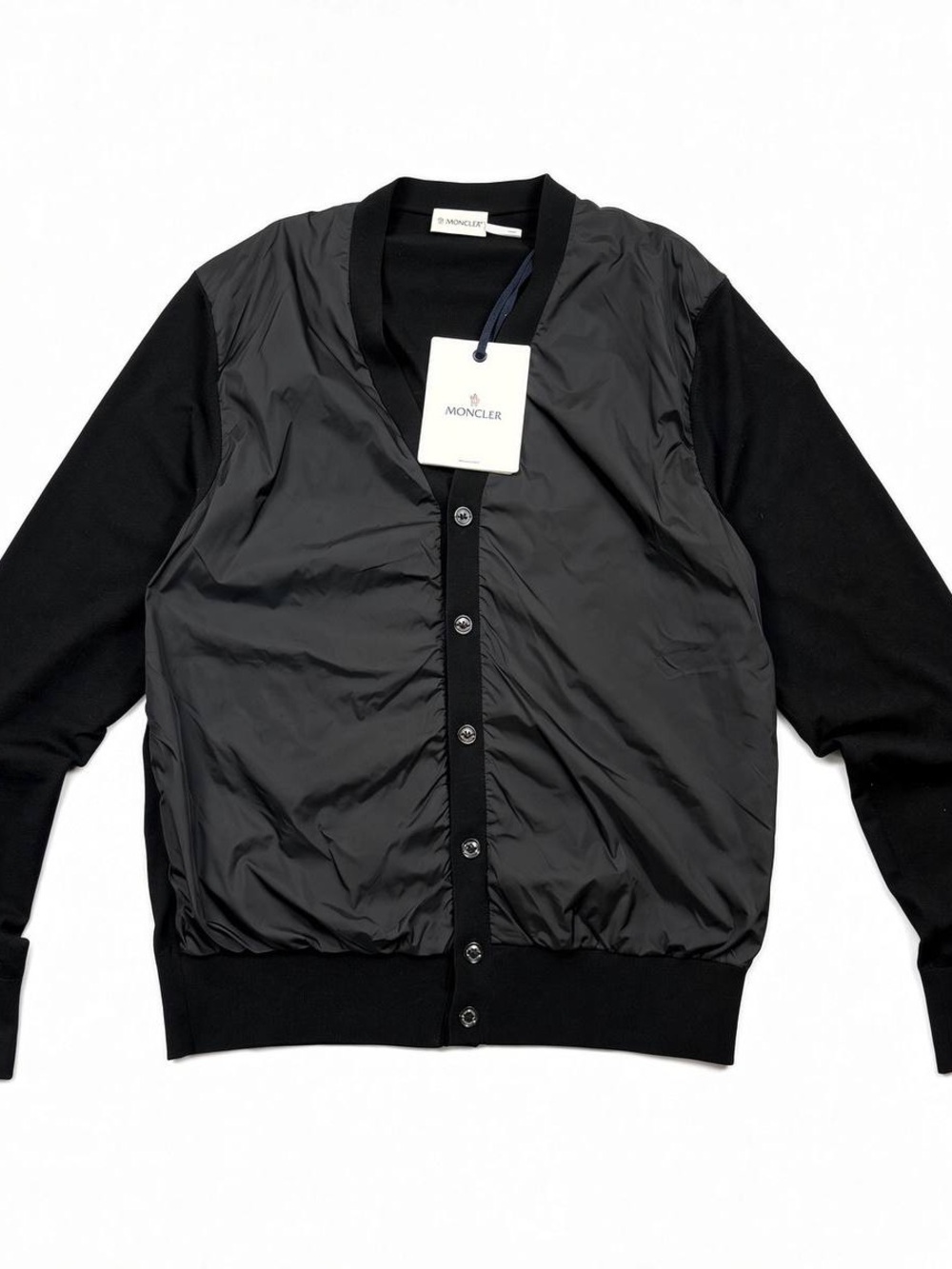 Moncler Men's Black Quilted Front Cardigan Jacket